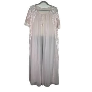 Shadowline Womens Sz M lingerie nylon and lace pegnoir